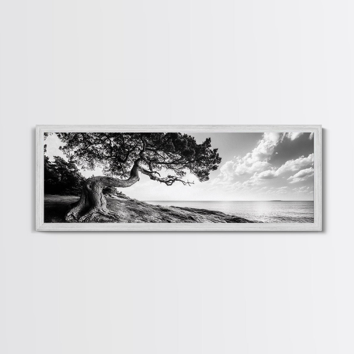 Coastal Tree, Wind Bent, Seaside Beauty, Nautical Serenity, Canvas Print, Nature Wall Art, Minimalist Decor, Coastal Living Room Art