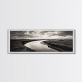 Serene River, Marsh Landscape, Calm Waters, Tranquil Nature, Framed Canvas Print, Minimalist Decor, Entryway Art, Fall Home Vibes