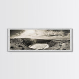 Ocean Crater, Coastal Cliff, Surreal Nature Art, Black and White Canvas Print, Gallery Wall Art, Earthy Decor, Adventure Inspired