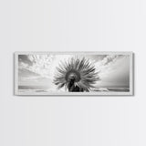 Tribal Headdress, Cultural Art, Feathered Crown, Ocean Spirit, Canvas Print, Global Boho Art, Living Room Wall Decor, Ethnic Aesthetic