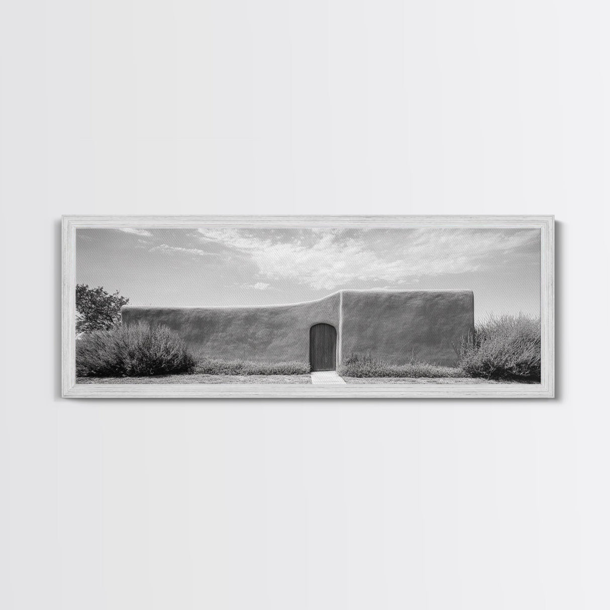 Desert Adobe, Minimal Wall, Architecture Photography, Black and White Art, Framed Canvas Print, Southwestern Decor, Entryway Wall Art