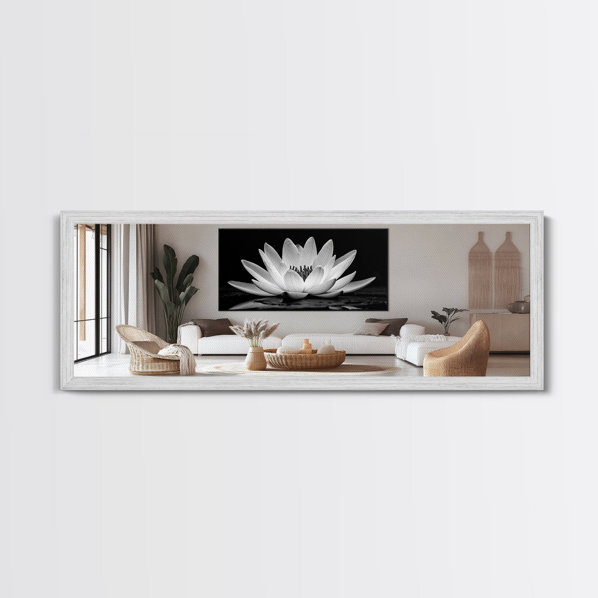 Lotus Bloom, Zen Flower, Tranquil Petals, Spiritual Nature Print, Black and White, Canvas Print, Spa Wall Decor, Meditation Room Art
