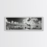 Beach Horse Reflection, Coastal Freedom, Wild Spirit Scene, Framed Canvas Print, Western Bathroom Art, Minimalist Beach House Decor
