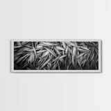 Textured Leaves, Monochrome Nature, Abstract Pattern, Botanical Wall Art, Framed Canvas Print, Modern Bedroom Art, Minimalist Decor