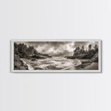 Wild Coastline, Rugged Waves, Stormy Shore, Nature Photography, Framed Canvas Print, Fall Living Room Wall Art, Rustic Coastal Decor