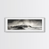 Sand Dune Storm, Coastal Winds, Black and White Nature, Framed Canvas Print, Neutral Wall Art, Hallway Decor, Minimalist Style