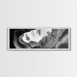 Desert Canyon Swirl, Abstract Rock Layers, Light and Shadow, Framed Canvas Print, Minimalist Living Room Art, Earth Tone Decor