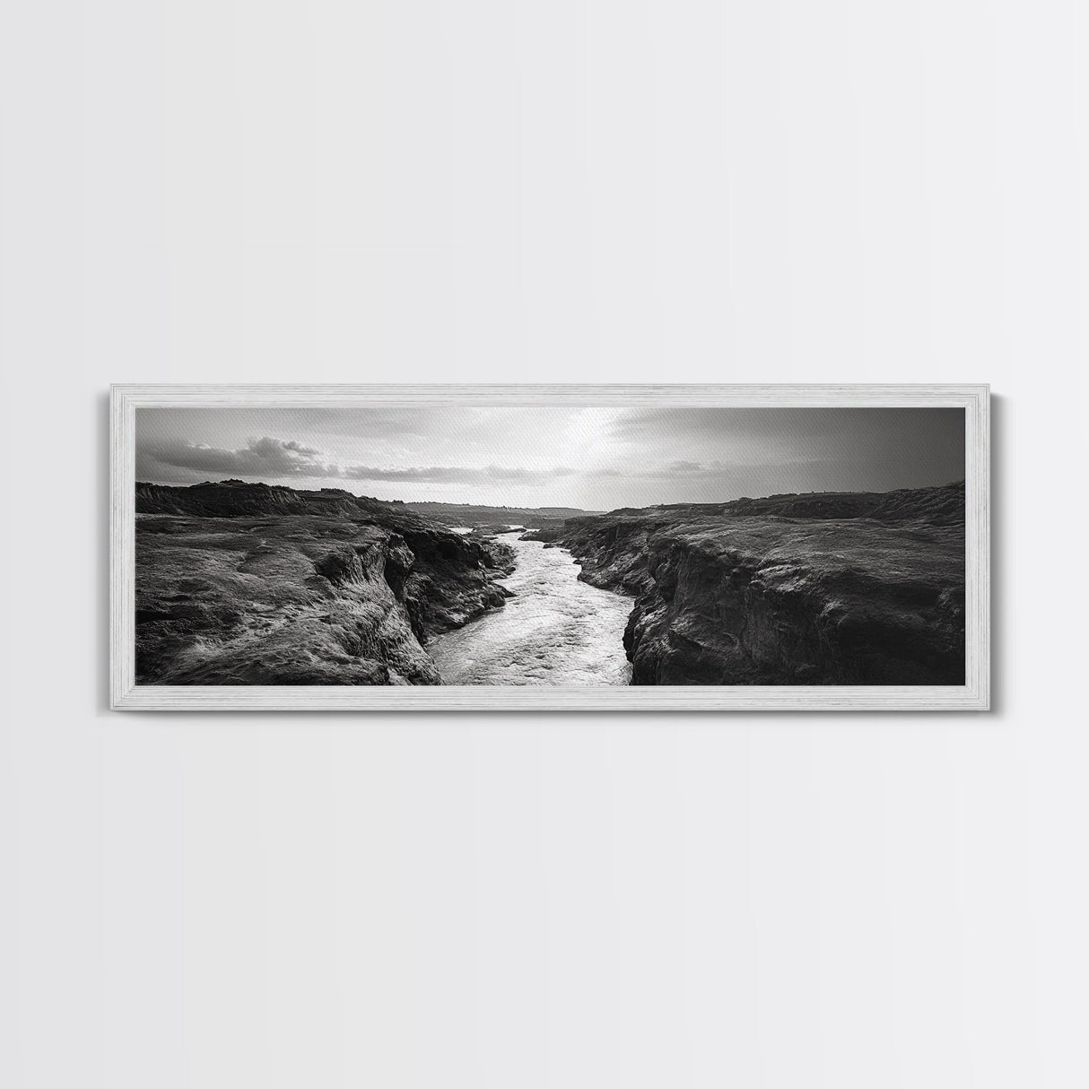River Canyon, Rugged Cliffs, Dramatic Valley, Wild Terrain, Framed Canvas Print, Adventure Wall Art, Office Decor, Nature Photography Style