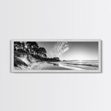 Forest Edge Beach, Coastal Sandscape, Sunset Sky, Canvas Print, Black and White Landscape, Coastal Living Room Art, Natural Vibes