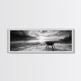 Beach Grill, Sunset Shore, Cloudy Horizon, Canvas Print, Coastal Minimalist Decor, Kitchen Wall Art, Autumn Beach House Accent