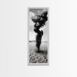 Smoke Storm, Desert Vortex, Abstract Motion, Surreal Art, Framed Canvas Print, Black and White Wall Art, Modern Office Decor, Dark Aesthetic