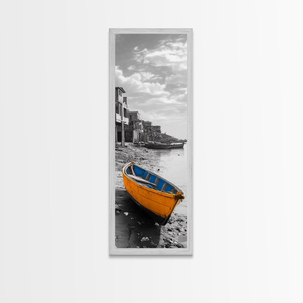 Yellow Boat, Coastal Wall Art, Seaside Home Decor, Beach Photography, Canvas Print, Nautical Theme, Bathroom Art, Minimalist Seascape
