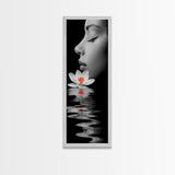 Lotus Beauty, Reflection Art, Feminine Calm, Elegant Profile, Framed Canvas Print, Spa Wall Art, Zen Decor, Minimalist Bathroom Art