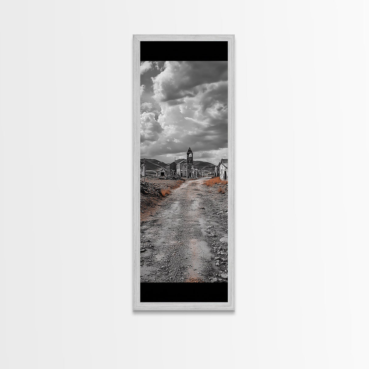 Abandoned Town, Haunted Path, Deserted Village, Ghost Ruins, Framed Canvas Print, Dark Wall Art, Rustic Halloween Decor, Moody Photography