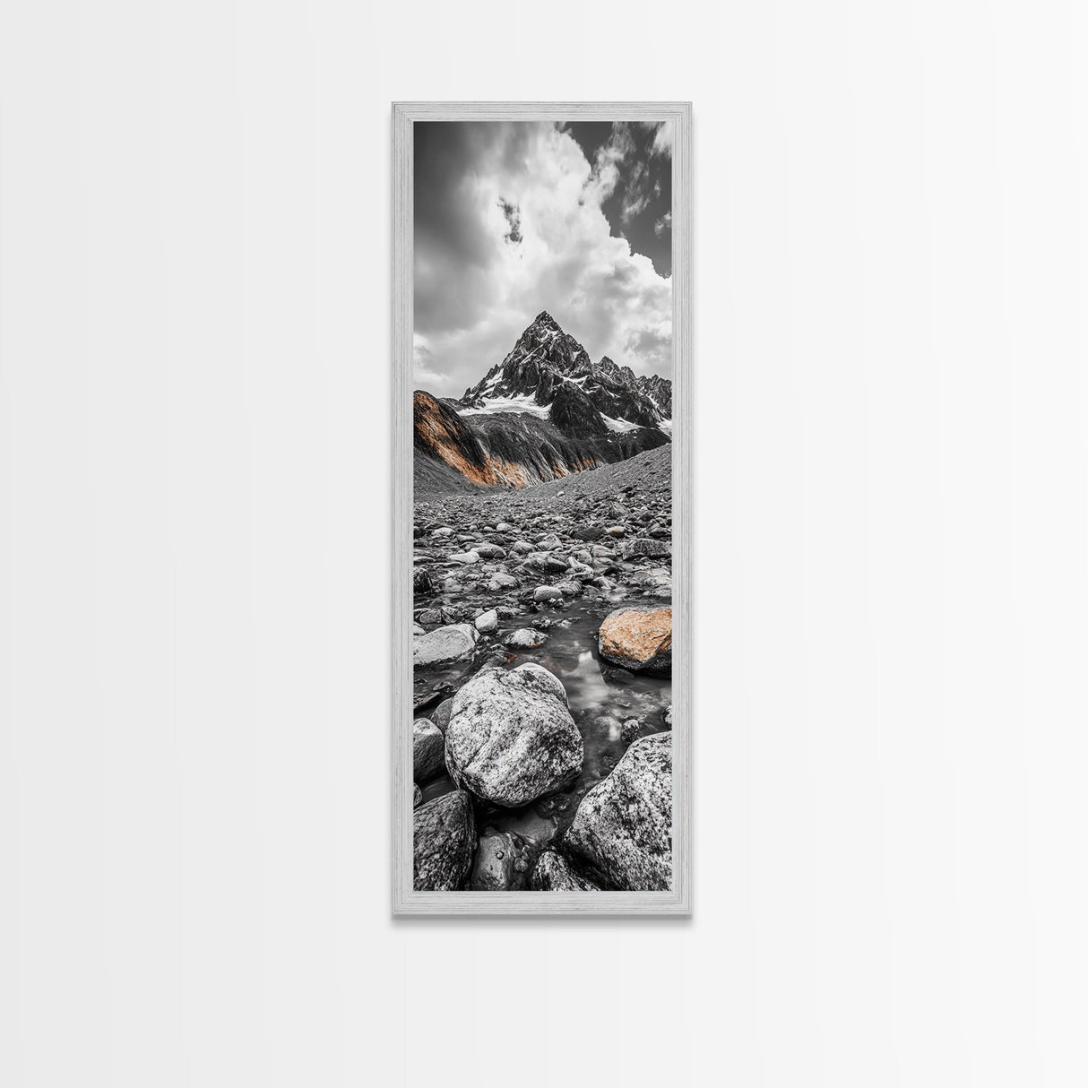 Rocky Peak, Wilderness Art, Orange Accent, Moody Landscape, Framed Canvas Print, Office Decor, Fall Mountainscape Photography