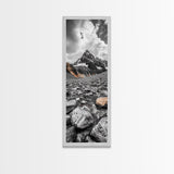 Rocky Peak, Wilderness Art, Orange Accent, Moody Landscape, Framed Canvas Print, Office Decor, Fall Mountainscape Photography