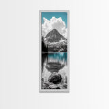 Lake Reflection, Blue Water, Mountain View, Nature Serenity, Canvas Print, Minimalist Wall Art, Bedroom Landscape Decor, Coastal Wall Art