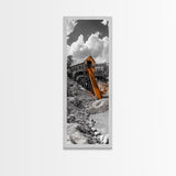 Mining Building, Rustic Industrial, Orange Slide, Historic Wall Art, Canvas Print, Western Decor, Man Cave Fall Style Artwork