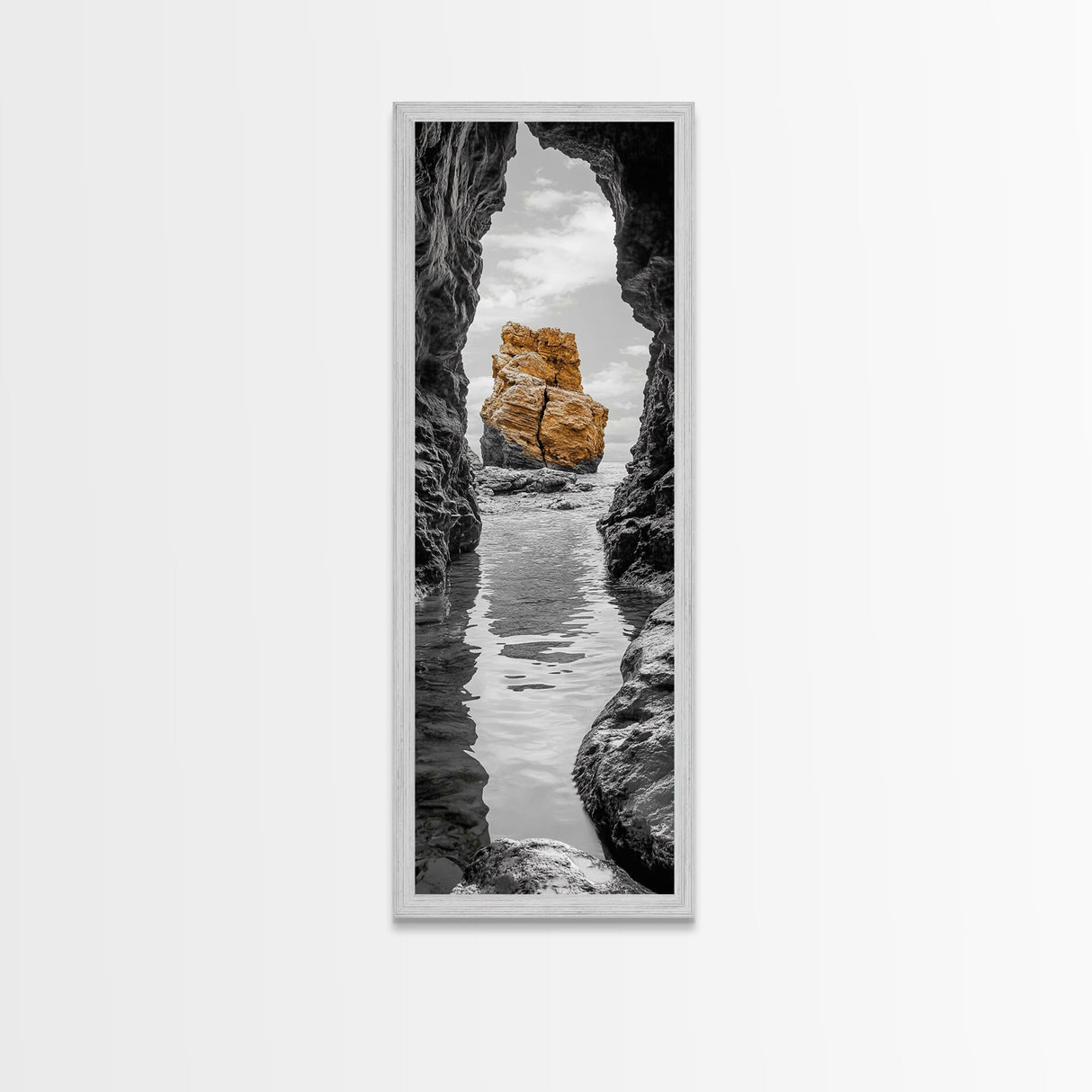 Sea Arch, Golden Rock, Coastal Focus, Minimalist Cliff Scene, Canvas Print, Living Room Decor, Ocean Photography, Nature Framed Art