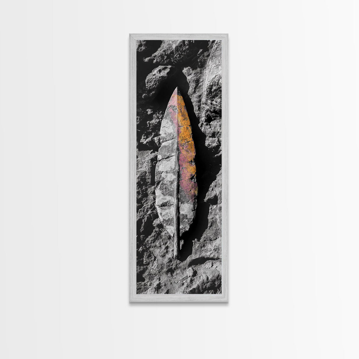 Stone Leaf, Earth Tones, Nature Fossil, Ancient Texture, Framed Canvas Print, Fall Wall Art, Rustic Decor Accent, Boho Nature Artwork