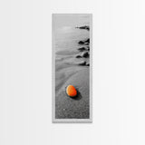 Orange Shore Stone, Minimalist Decor, Seaside Style, Beach Vibes, Framed Canvas Print Coastal Wall Art, Bathroom Decor, Modern Art