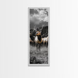 Majestic Elk, Forest Wildlife, Autumn Scene, Nature Herd, Framed Canvas Print, rustic lodge decor, cabin wall art, woodland style