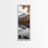 Lake Reflection, Autumn Colors, Scenic Mountains, Framed Canvas Print, Cozy Cabin Wall Art, Fall Wall Decor, Rustic Modern Home Style