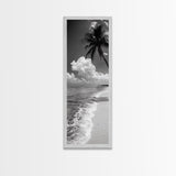 Tropical Palm, Beach Scene, Coastal Vibes, Framed Canvas Print, Relaxing Ocean Art, Bathroom Wall Decor, Minimalist Seaside Landscape