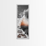 Splash Art, Sea Foam, Sunset Water, Ocean Spray, Canvas Print, Bathroom Wall Art, Beach Aesthetic, Abstract Coastal Photography