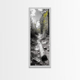 Forest Path, Autumn Leaves, Nature Trail, Framed Canvas Print, Black and White Wall Art, Cabin Decor, Rustic Hallway Accent