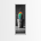 Neon Cactus, Desert Plant, Bold Botanical, Modern Boho Decor, Framed Canvas Print, Bedroom Wall Art, Color Pop Style