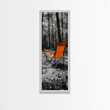 Autumn Forest Chair, Solitude in Nature, Outdoor Retreat, Framed Canvas Print, Fall Wall Art, Minimalist Cabin Decor, Nature Lover Gift