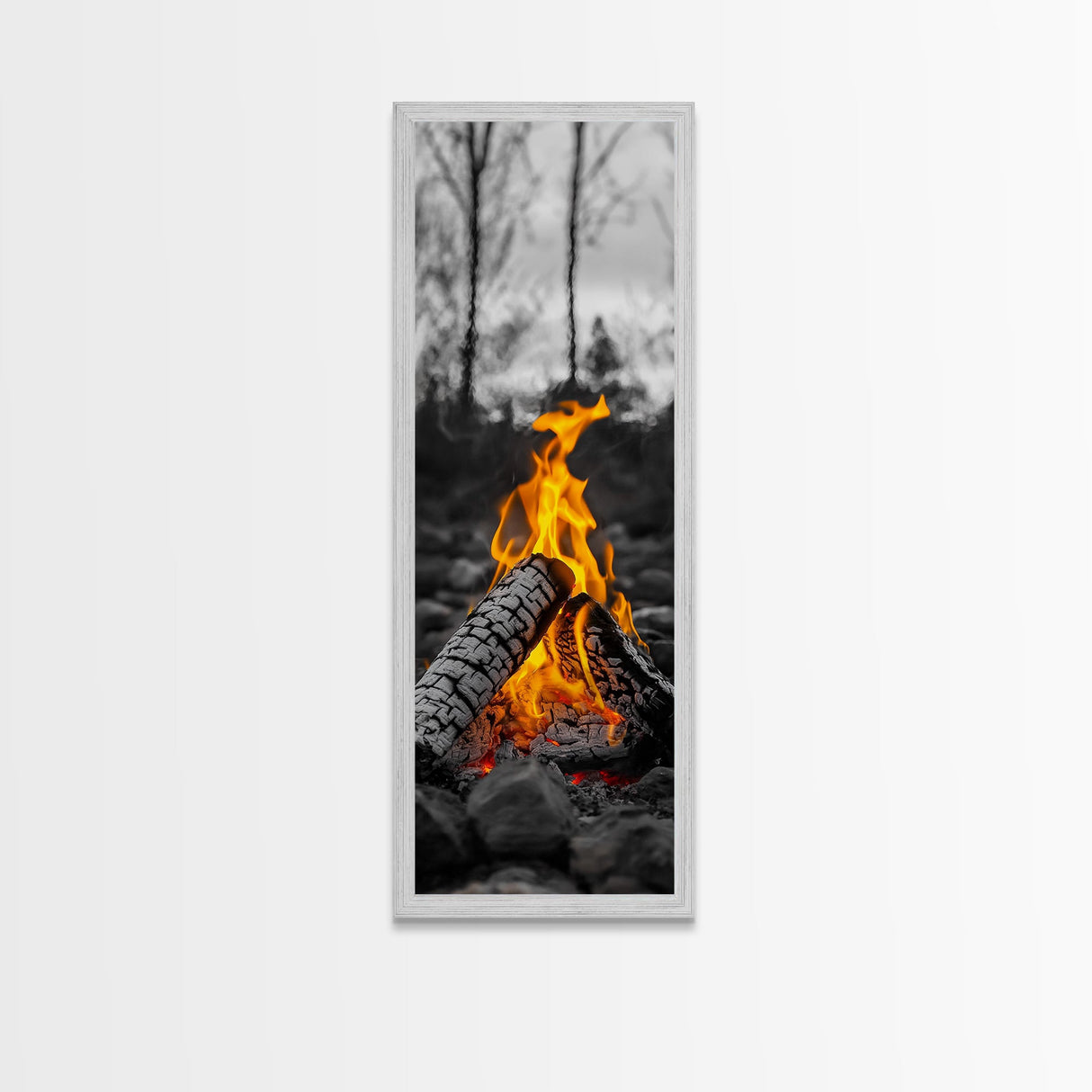 Ember Glow, Campfire Evening, Rustic Firelight, Canvas Print, Autumn Wall Art, Nature Photography, Minimalist Adventure Decor