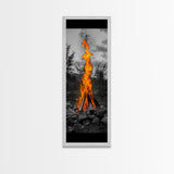 Towering Flame, Wild Fire Blaze, Dramatic Camp Scene, Canvas Print, Outdoor Wall Art, Autumn Adventure Decor, Rustic Nature Style