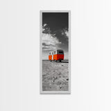 Coastal Camper Van, Beach Road Trip Art, Travel Lover Gift, Framed Canvas Print, Minimalist Seaside Decor, Van Life Wall Art, Entryway Art