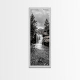 Waterfall Serenity, Mountain Stream Scene, Calming Nature Wall Art, Framed Canvas Print, Neutral Tones Decor, Bathroom or Spa Room Art