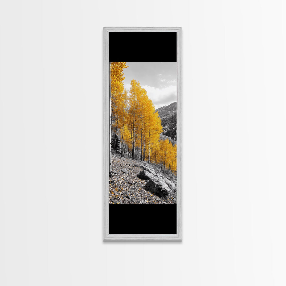 Golden Aspens, Fall Forest, Mountain Trees, Framed Canvas Print, Autumn Wall Art, Nature Cabin Decor, Fall Foliage, Rustic Living Room