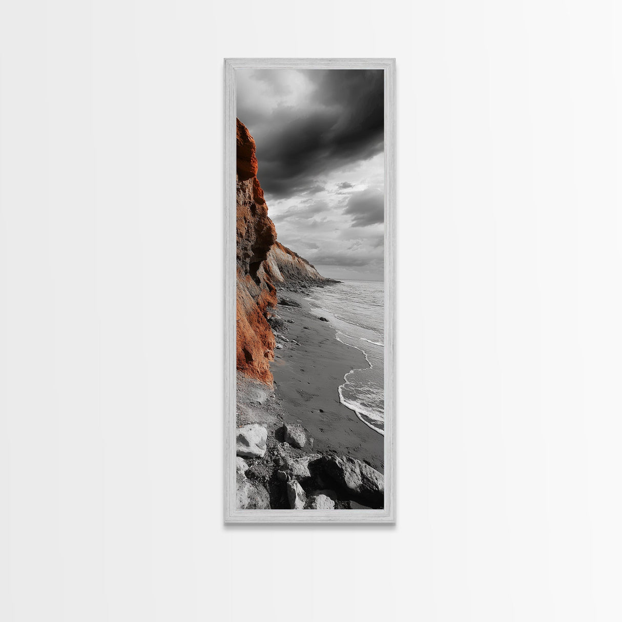 Coastal Cliffs, Orange Rocks, Seaside Drama, Fall Coastal Wall Art, Canvas Print, Earth Tone Decor, Hallway or Entryway Statement Piece