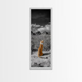 Wild Serval, Desert Cat, Savannah Wildlife, Majestic Predator, Framed Canvas Print, Safari Theme Living Room Wall Art, Modern Nature Decor