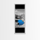 Blue Oasis, Desert Pool, Tranquil Reflection, Minimalist Landscape, Framed Canvas Print, Serene Entryway Wall Art, Calm Southwestern Decor