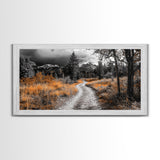 Fall Path, Mountain Trail, Autumn Forest, Golden Grass, Canvas Print, Cabin Wall Art, Cozy Living Room Decor, Nature Lover Fall Print