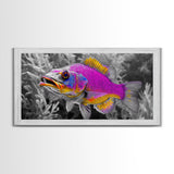Neon Fish, Vibrant Sea Life, Underwater Wall Art, Ocean Fantasy, Framed Canvas Print, Kids Room Decor, Tropical Pop Art, Bold Colors