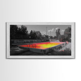 Abandoned Pool, Neon Water, Urban Decay, Vivid Glow, Canvas Print, Grunge Wall Art, Teen Bedroom Decor, Street Photography, Color Pop