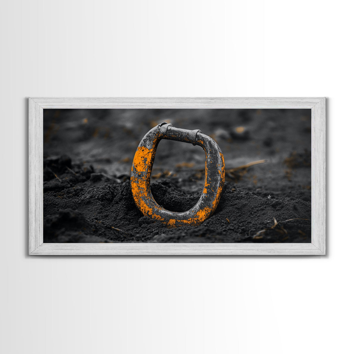 Industrial Ring, Weathered Metal, Grunge Aesthetic, Earth Tones – Canvas Print, Masculine Wall Art, Garage Decor, Minimalist Rustic Design