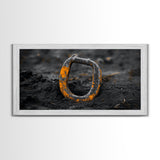 Industrial Ring, Weathered Metal, Grunge Aesthetic, Earth Tones – Canvas Print, Masculine Wall Art, Garage Decor, Minimalist Rustic Design