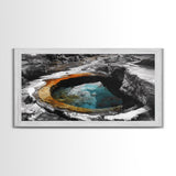 Geothermal Pool, Natural Wonders Photography, Yellowstone Landscape Decor, Earth Tones Wall Art, Framed Canvas Print, Bathroom Art