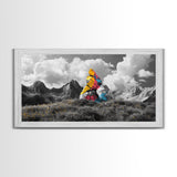 Painted Mountain Rocks, Colorful Nature Landscape, Bold Abstract Peaks, Framed Canvas Print, Living Room Wall Art, Modern Rustic Style