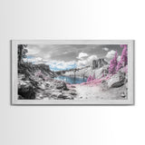 Surreal Landscape, Pink Trees, Mountain Lake, Framed Canvas Print, Fantasy Nature Art, Dreamy Decor, Bedroom Wall Art, Nature Surrealism