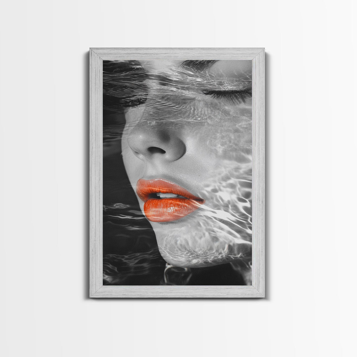 Water Reflection, Female Portrait, Surreal Woman, Canvas Print, Modern Glam Art, Moody Bathroom Decor, Feminine Art, Dreamy Aesthetic