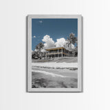 Coastal House, Tropical Beach, Summer Vacation, Color Pop, Framed Canvas Print, Beach House Art, Nautical Decor, Living Room Wall Art